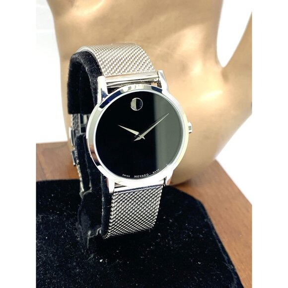 Movado Women\'s Watch 0607220 Black Dial Swiss Quartz 28mm Silver Mesh Steel main image 10